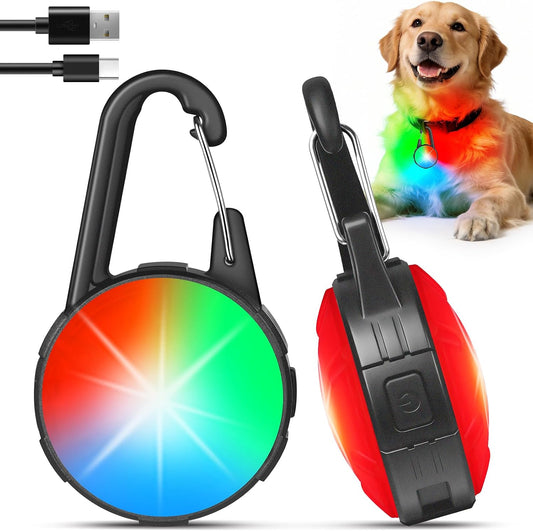 2 Pack Double Sided Dog Collar Light, 6 Modes Dog Lights for Night Walking, Rechargeable LED Pet Collar Light for Nighttime Clip on, IP68 Waterproof Pet Walking Accessories