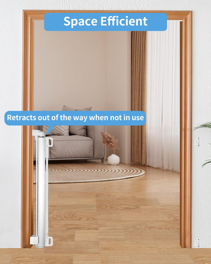 Retractable Baby Gate for Doorways and Stairs, Mesh Safety Gate for Pet, Indoor & Outdoor Use, One-Hand Operation, Easy Installation, 33.6" Tall, Expands to 55" Wide（Black,33.6"x55"