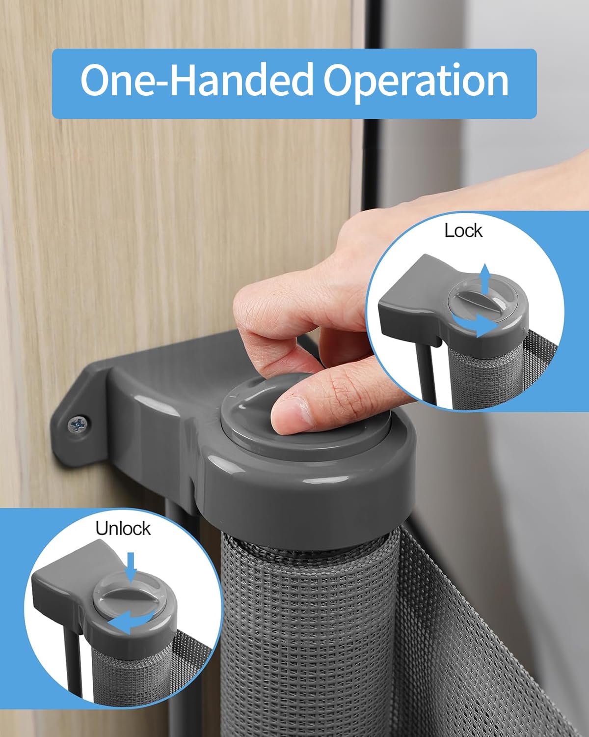 Retractable Baby Gate for Doorways and Stairs, Mesh Safety Gate for Pet, Indoor & Outdoor Use, One-Hand Operation, Easy Installation, 33.6" Tall, Expands to 55" Wide（Black,33.6"x55"