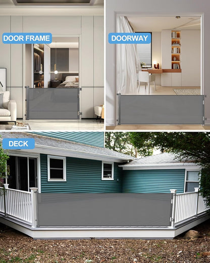 Retractable Baby Gate for Doorways and Stairs, Mesh Safety Gate for Pet, Indoor & Outdoor Use, One-Hand Operation, Easy Installation, 33.6" Tall, Expands to 55" Wide（Black,33.6"x55"