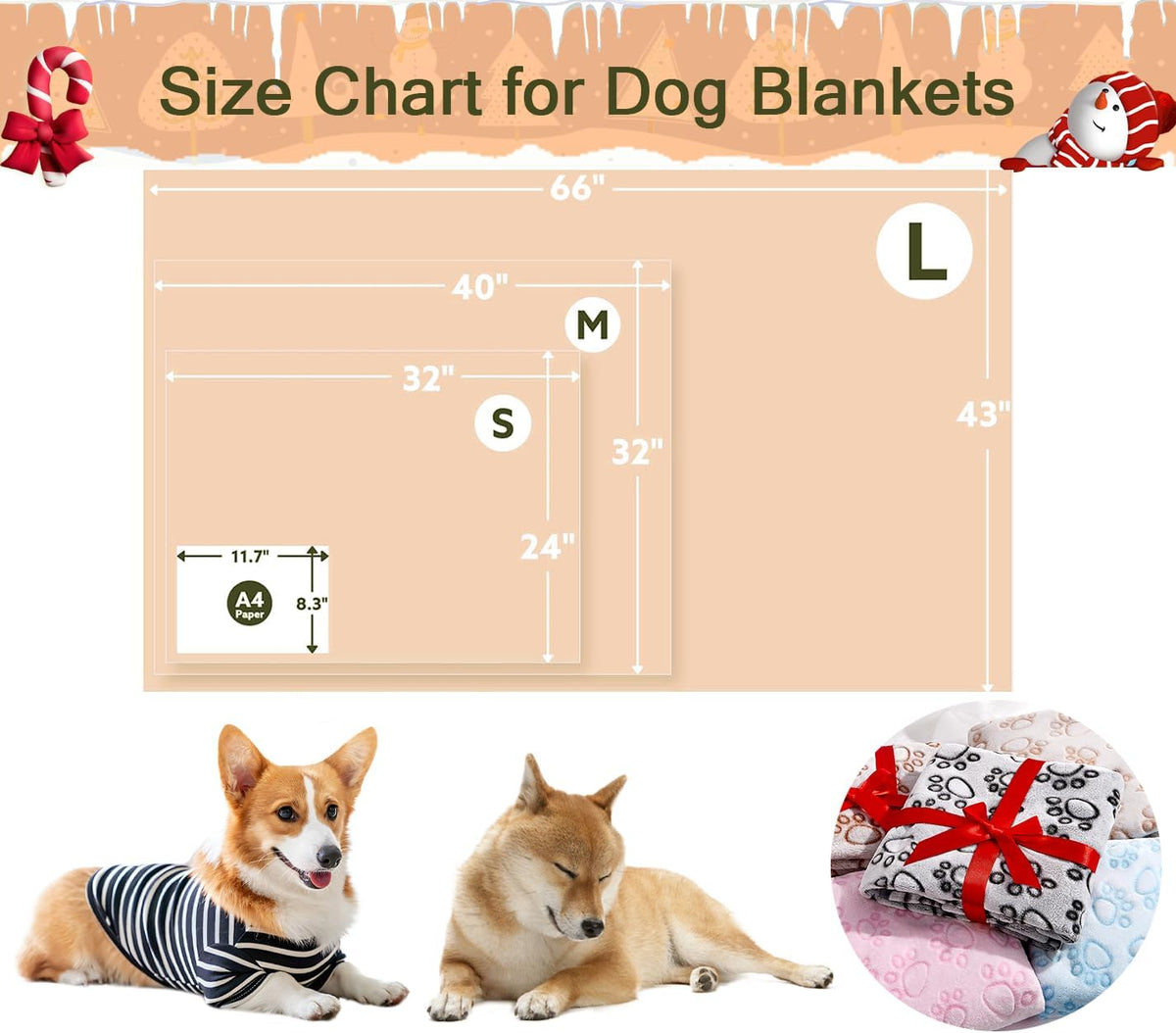 ® Premium Soft Dog Blanket Washable, 40"x32" Cat Blanket for Indoor Cats Large Medium Small Dog Puppy Essentials (Grey)