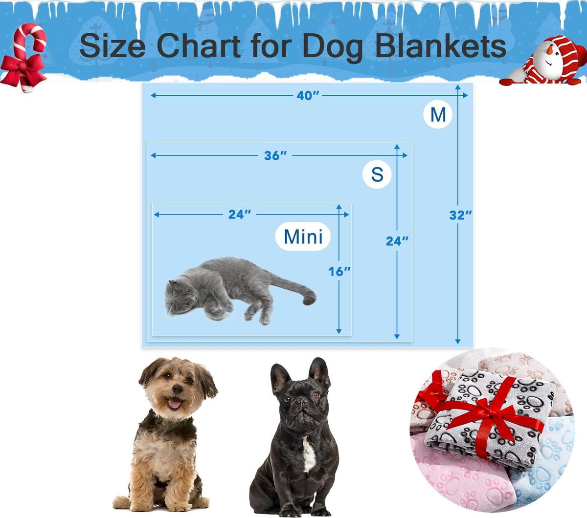 ® Premium Soft Dog Blanket Washable, 40"x32" Cat Blanket for Indoor Cats Large Medium Small Dog Puppy Essentials (Grey)