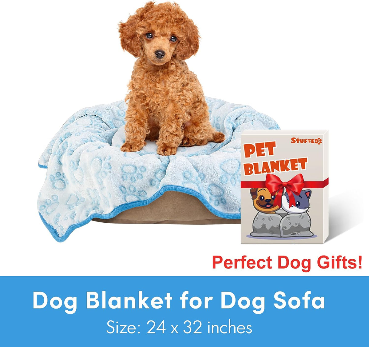 ® Premium Soft Dog Blanket Washable, 40"x32" Cat Blanket for Indoor Cats Large Medium Small Dog Puppy Essentials (Grey)