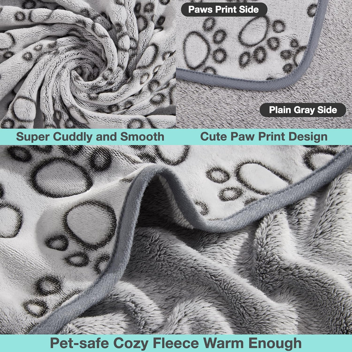 ® Premium Soft Dog Blanket Washable, 40"x32" Cat Blanket for Indoor Cats Large Medium Small Dog Puppy Essentials (Grey)