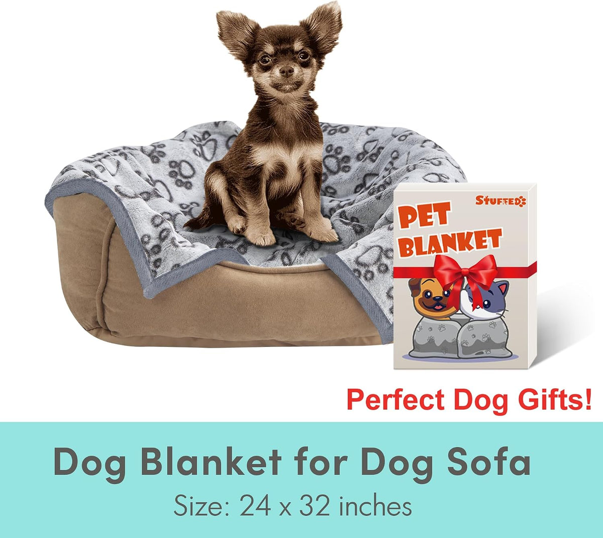 ® Premium Soft Dog Blanket Washable, 40"x32" Cat Blanket for Indoor Cats Large Medium Small Dog Puppy Essentials (Grey)