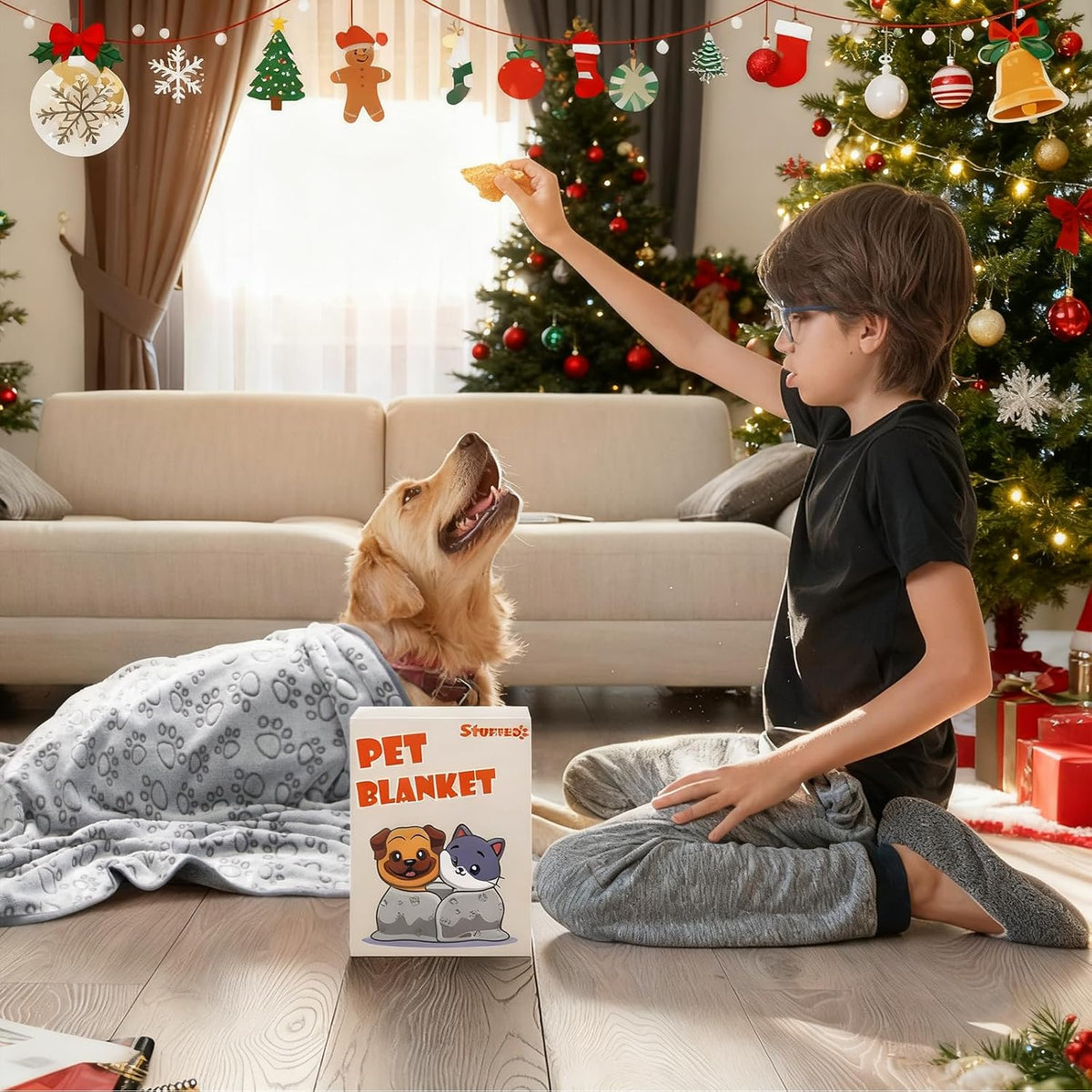 ® Premium Soft Dog Blanket Washable, 40"x32" Cat Blanket for Indoor Cats Large Medium Small Dog Puppy Essentials (Grey)