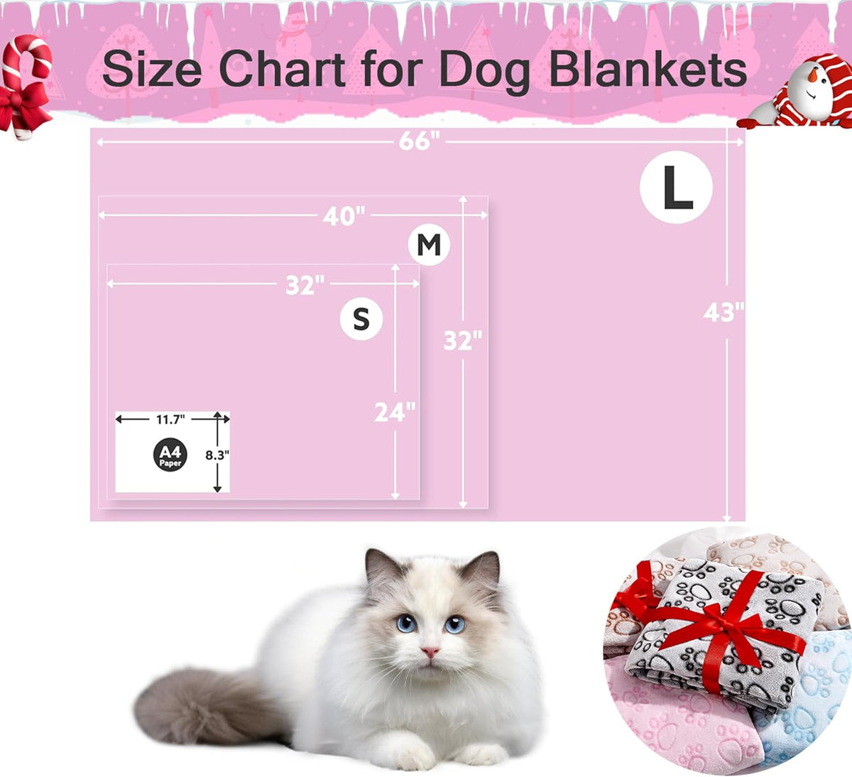 ® Premium Soft Dog Blanket Washable, 40"x32" Cat Blanket for Indoor Cats Large Medium Small Dog Puppy Essentials (Grey)