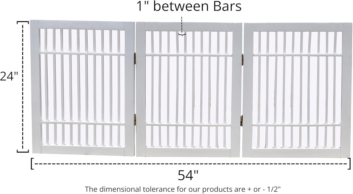 Freestanding Wooden Dog Gate Foldable Indoor Pet Gate No Drill Expandable Barrier for Doorways Stairs Hallways Portable Wood Fence for Small Dogs & Puppies (Brown Pet Gate, 4 Panel 24" Tall)