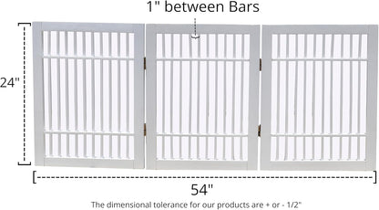 Freestanding Wooden Dog Gate Foldable Indoor Pet Gate No Drill Expandable Barrier for Doorways Stairs Hallways Portable Wood Fence for Small Dogs & Puppies (Brown Pet Gate, 4 Panel 24" Tall)