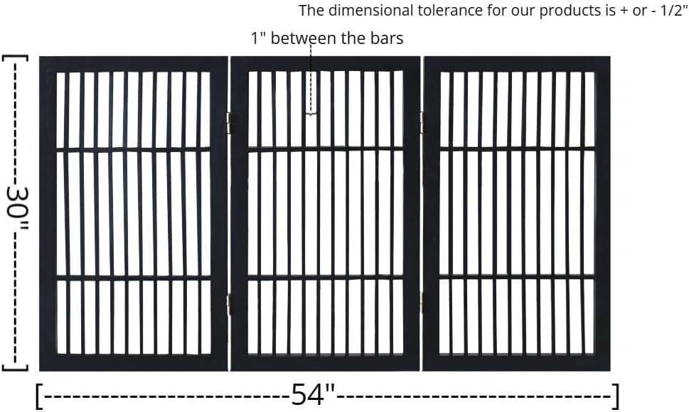Freestanding Wooden Dog Gate Foldable Indoor Pet Gate No Drill Expandable Barrier for Doorways Stairs Hallways Portable Wood Fence for Small Dogs & Puppies (Brown Pet Gate, 4 Panel 24" Tall)