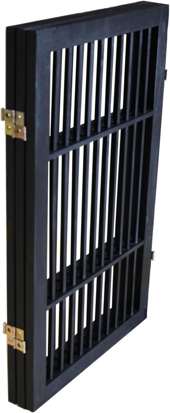 Freestanding Wooden Dog Gate Foldable Indoor Pet Gate No Drill Expandable Barrier for Doorways Stairs Hallways Portable Wood Fence for Small Dogs & Puppies (Brown Pet Gate, 4 Panel 24" Tall)