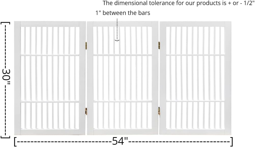 Freestanding Wooden Dog Gate Foldable Indoor Pet Gate No Drill Expandable Barrier for Doorways Stairs Hallways Portable Wood Fence for Small Dogs & Puppies (Brown Pet Gate, 4 Panel 24" Tall)