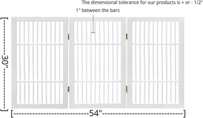 Freestanding Wooden Dog Gate Foldable Indoor Pet Gate No Drill Expandable Barrier for Doorways Stairs Hallways Portable Wood Fence for Small Dogs & Puppies (Brown Pet Gate, 4 Panel 24" Tall)