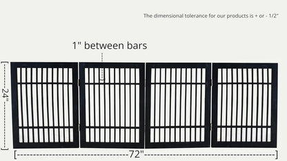 Freestanding Wooden Dog Gate Foldable Indoor Pet Gate No Drill Expandable Barrier for Doorways Stairs Hallways Portable Wood Fence for Small Dogs & Puppies (Brown Pet Gate, 4 Panel 24" Tall)