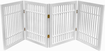 Freestanding Wooden Dog Gate Foldable Indoor Pet Gate No Drill Expandable Barrier for Doorways Stairs Hallways Portable Wood Fence for Small Dogs & Puppies (Brown Pet Gate, 4 Panel 24" Tall)