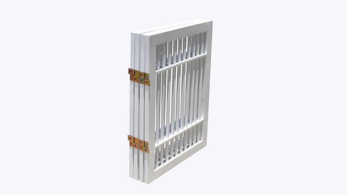 Freestanding Wooden Dog Gate Foldable Indoor Pet Gate No Drill Expandable Barrier for Doorways Stairs Hallways Portable Wood Fence for Small Dogs & Puppies (Brown Pet Gate, 4 Panel 24" Tall)