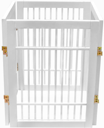 Freestanding Wooden Dog Gate Foldable Indoor Pet Gate No Drill Expandable Barrier for Doorways Stairs Hallways Portable Wood Fence for Small Dogs & Puppies (Brown Pet Gate, 4 Panel 24" Tall)