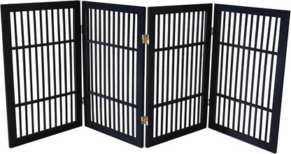 Freestanding Wooden Dog Gate Foldable Indoor Pet Gate No Drill Expandable Barrier for Doorways Stairs Hallways Portable Wood Fence for Small Dogs & Puppies (Brown Pet Gate, 4 Panel 24" Tall)