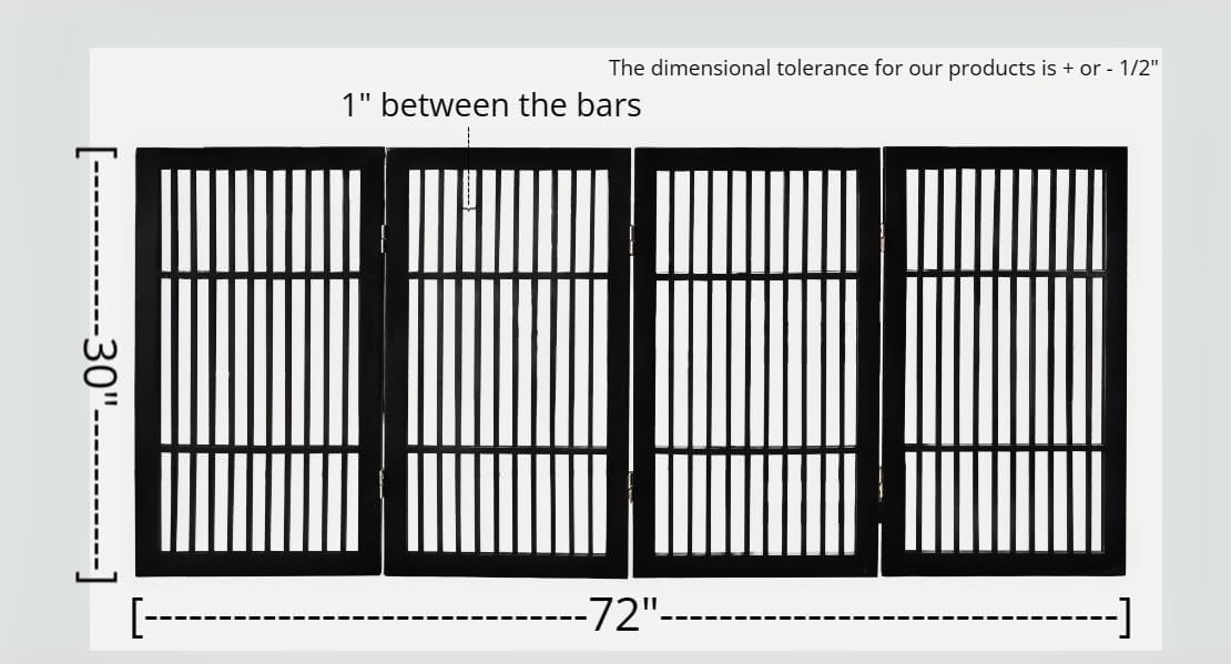 Freestanding Wooden Dog Gate Foldable Indoor Pet Gate No Drill Expandable Barrier for Doorways Stairs Hallways Portable Wood Fence for Small Dogs & Puppies (Brown Pet Gate, 4 Panel 24" Tall)