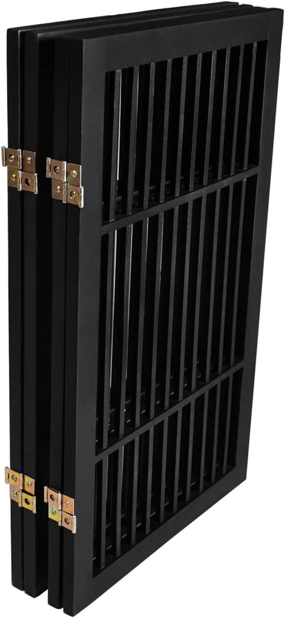 Freestanding Wooden Dog Gate Foldable Indoor Pet Gate No Drill Expandable Barrier for Doorways Stairs Hallways Portable Wood Fence for Small Dogs & Puppies (Brown Pet Gate, 4 Panel 24" Tall)