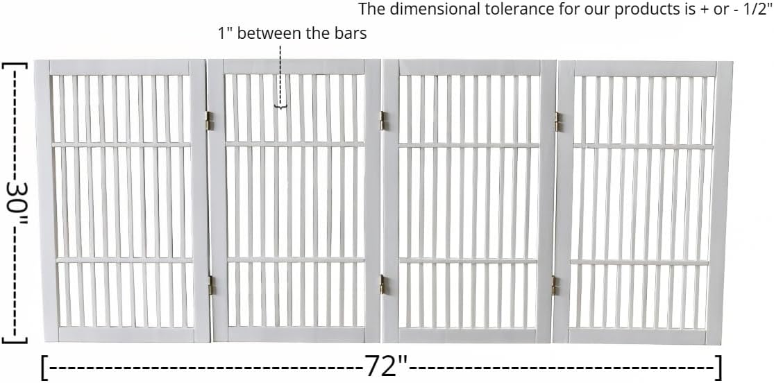 Freestanding Wooden Dog Gate Foldable Indoor Pet Gate No Drill Expandable Barrier for Doorways Stairs Hallways Portable Wood Fence for Small Dogs & Puppies (Brown Pet Gate, 4 Panel 24" Tall)