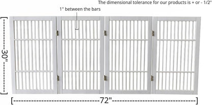 Freestanding Wooden Dog Gate Foldable Indoor Pet Gate No Drill Expandable Barrier for Doorways Stairs Hallways Portable Wood Fence for Small Dogs & Puppies (Brown Pet Gate, 4 Panel 24" Tall)