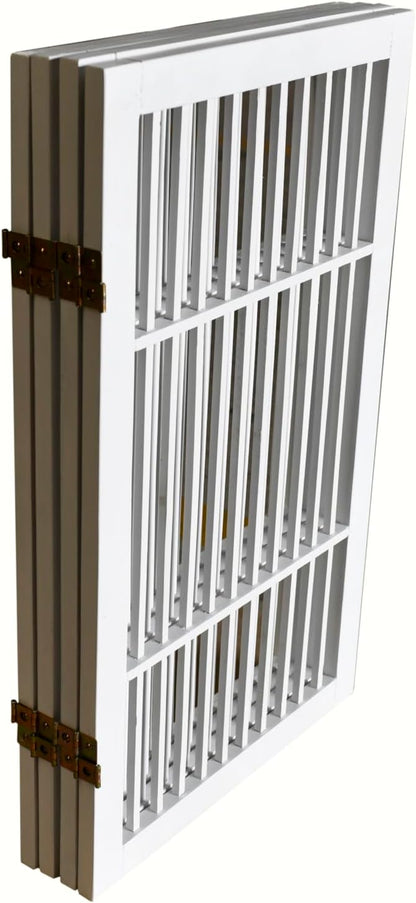 Freestanding Wooden Dog Gate Foldable Indoor Pet Gate No Drill Expandable Barrier for Doorways Stairs Hallways Portable Wood Fence for Small Dogs & Puppies (Brown Pet Gate, 4 Panel 24" Tall)