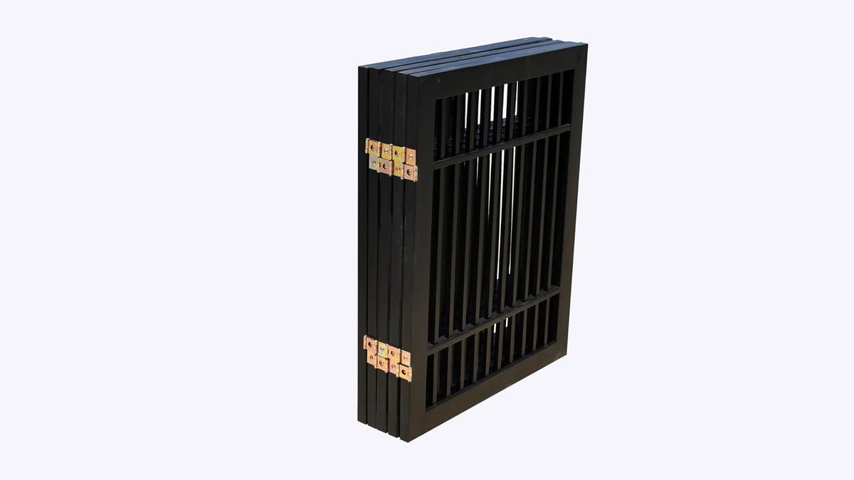 Freestanding Wooden Dog Gate Foldable Indoor Pet Gate No Drill Expandable Barrier for Doorways Stairs Hallways Portable Wood Fence for Small Dogs & Puppies (Brown Pet Gate, 4 Panel 24" Tall)