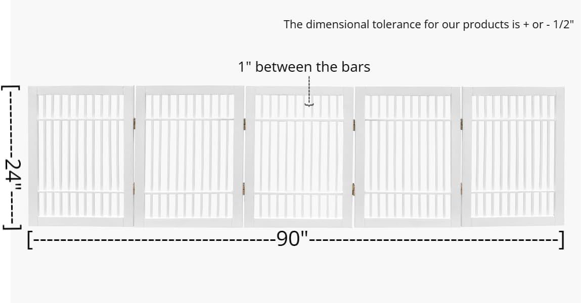 Freestanding Wooden Dog Gate Foldable Indoor Pet Gate No Drill Expandable Barrier for Doorways Stairs Hallways Portable Wood Fence for Small Dogs & Puppies (Brown Pet Gate, 4 Panel 24" Tall)