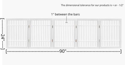 Freestanding Wooden Dog Gate Foldable Indoor Pet Gate No Drill Expandable Barrier for Doorways Stairs Hallways Portable Wood Fence for Small Dogs & Puppies (Brown Pet Gate, 4 Panel 24" Tall)
