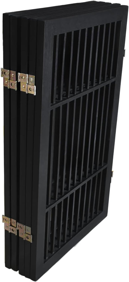 Freestanding Wooden Dog Gate Foldable Indoor Pet Gate No Drill Expandable Barrier for Doorways Stairs Hallways Portable Wood Fence for Small Dogs & Puppies (Brown Pet Gate, 4 Panel 24" Tall)