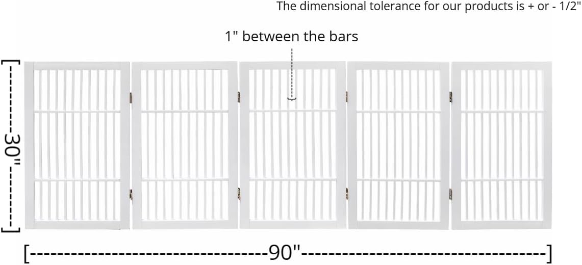 Freestanding Wooden Dog Gate Foldable Indoor Pet Gate No Drill Expandable Barrier for Doorways Stairs Hallways Portable Wood Fence for Small Dogs & Puppies (Brown Pet Gate, 4 Panel 24" Tall)