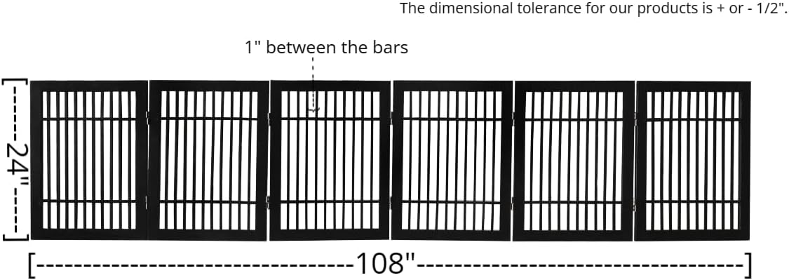 Freestanding Wooden Dog Gate Foldable Indoor Pet Gate No Drill Expandable Barrier for Doorways Stairs Hallways Portable Wood Fence for Small Dogs & Puppies (Brown Pet Gate, 4 Panel 24" Tall)