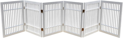Freestanding Wooden Dog Gate Foldable Indoor Pet Gate No Drill Expandable Barrier for Doorways Stairs Hallways Portable Wood Fence for Small Dogs & Puppies (Brown Pet Gate, 4 Panel 24" Tall)