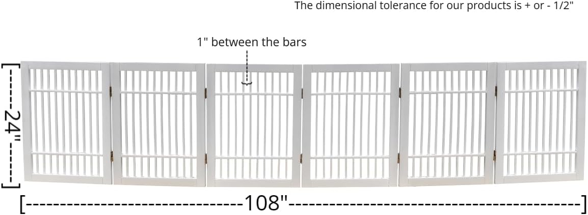 Freestanding Wooden Dog Gate Foldable Indoor Pet Gate No Drill Expandable Barrier for Doorways Stairs Hallways Portable Wood Fence for Small Dogs & Puppies (Brown Pet Gate, 4 Panel 24" Tall)