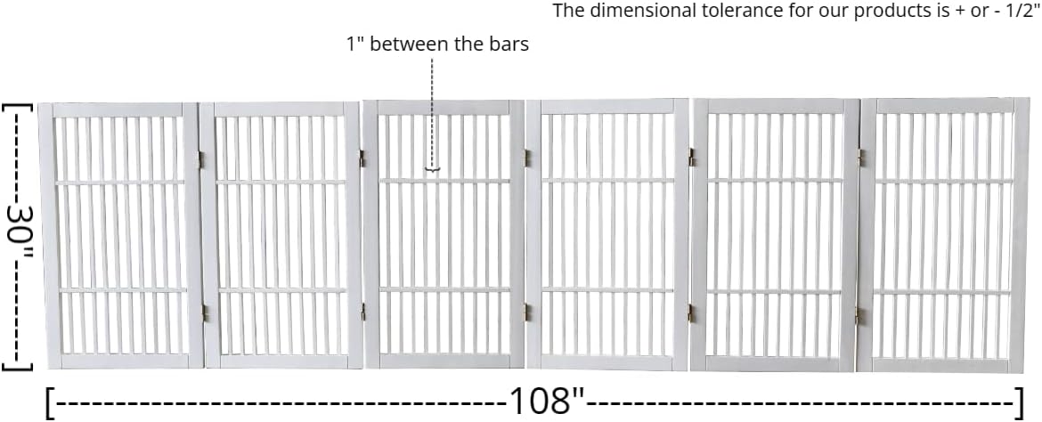 Freestanding Wooden Dog Gate Foldable Indoor Pet Gate No Drill Expandable Barrier for Doorways Stairs Hallways Portable Wood Fence for Small Dogs & Puppies (Brown Pet Gate, 4 Panel 24" Tall)