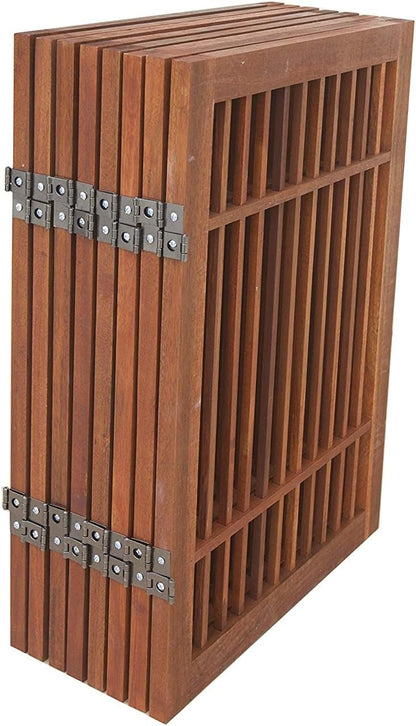 Freestanding Wooden Dog Gate Foldable Indoor Pet Gate No Drill Expandable Barrier for Doorways Stairs Hallways Portable Wood Fence for Small Dogs & Puppies (Brown Pet Gate, 4 Panel 24" Tall)