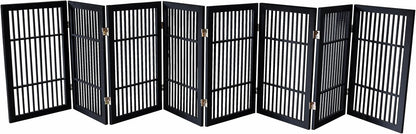 Freestanding Wooden Dog Gate Foldable Indoor Pet Gate No Drill Expandable Barrier for Doorways Stairs Hallways Portable Wood Fence for Small Dogs & Puppies (Brown Pet Gate, 4 Panel 24" Tall)