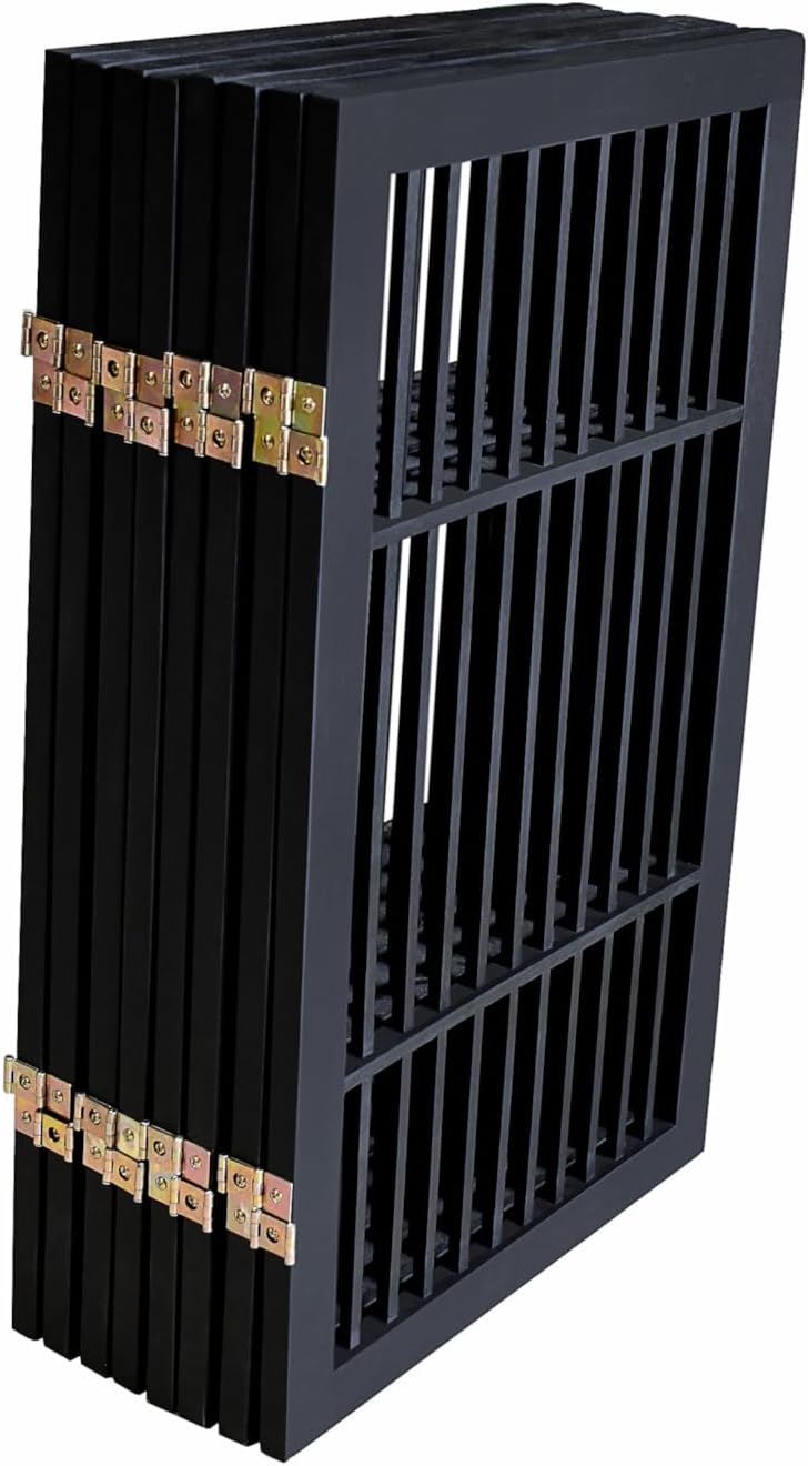 Freestanding Wooden Dog Gate Foldable Indoor Pet Gate No Drill Expandable Barrier for Doorways Stairs Hallways Portable Wood Fence for Small Dogs & Puppies (Brown Pet Gate, 4 Panel 24" Tall)