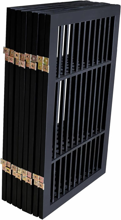Freestanding Wooden Dog Gate Foldable Indoor Pet Gate No Drill Expandable Barrier for Doorways Stairs Hallways Portable Wood Fence for Small Dogs & Puppies (Brown Pet Gate, 4 Panel 24" Tall)