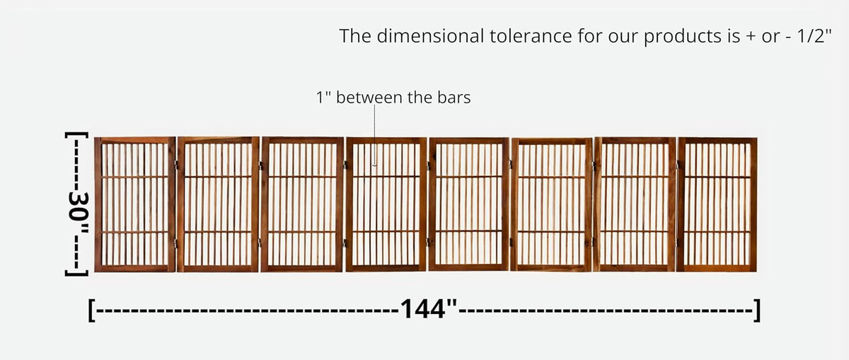 Freestanding Wooden Dog Gate Foldable Indoor Pet Gate No Drill Expandable Barrier for Doorways Stairs Hallways Portable Wood Fence for Small Dogs & Puppies (Brown Pet Gate, 4 Panel 24" Tall)
