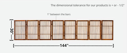 Freestanding Wooden Dog Gate Foldable Indoor Pet Gate No Drill Expandable Barrier for Doorways Stairs Hallways Portable Wood Fence for Small Dogs & Puppies (Brown Pet Gate, 4 Panel 24" Tall)