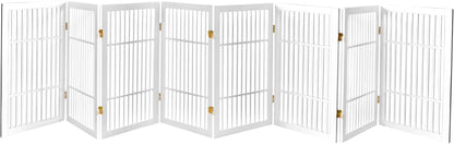 Freestanding Wooden Dog Gate Foldable Indoor Pet Gate No Drill Expandable Barrier for Doorways Stairs Hallways Portable Wood Fence for Small Dogs & Puppies (Brown Pet Gate, 4 Panel 24" Tall)