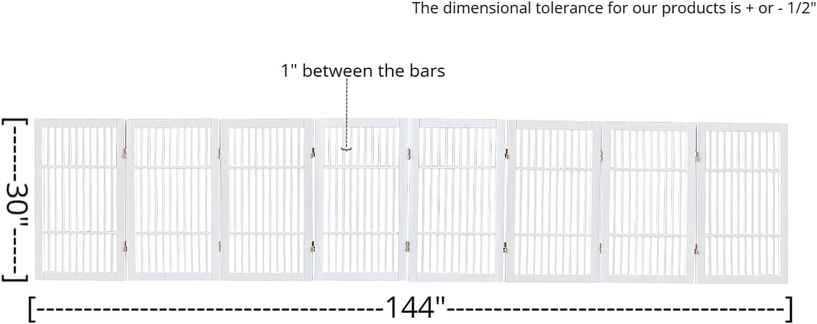 Freestanding Wooden Dog Gate Foldable Indoor Pet Gate No Drill Expandable Barrier for Doorways Stairs Hallways Portable Wood Fence for Small Dogs & Puppies (Brown Pet Gate, 4 Panel 24" Tall)