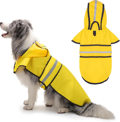 Dog Raincoat: Hooded Slicker Poncho, Durable Waterproof Jacket with Reflective Stripes for Safety, Convenient Leash Hole, and Adjustable Fit, Perfect for Small, Medium, and Large Dogs Yellow M