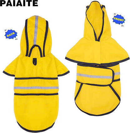 Dog Raincoat: Hooded Slicker Poncho, Durable Waterproof Jacket with Reflective Stripes for Safety, Convenient Leash Hole, and Adjustable Fit, Perfect for Small, Medium, and Large Dogs Yellow M