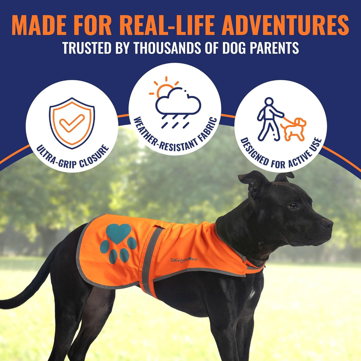Blaze Orange Dog Vest. Reflective High Visibility in Hunting & Wooded Areas