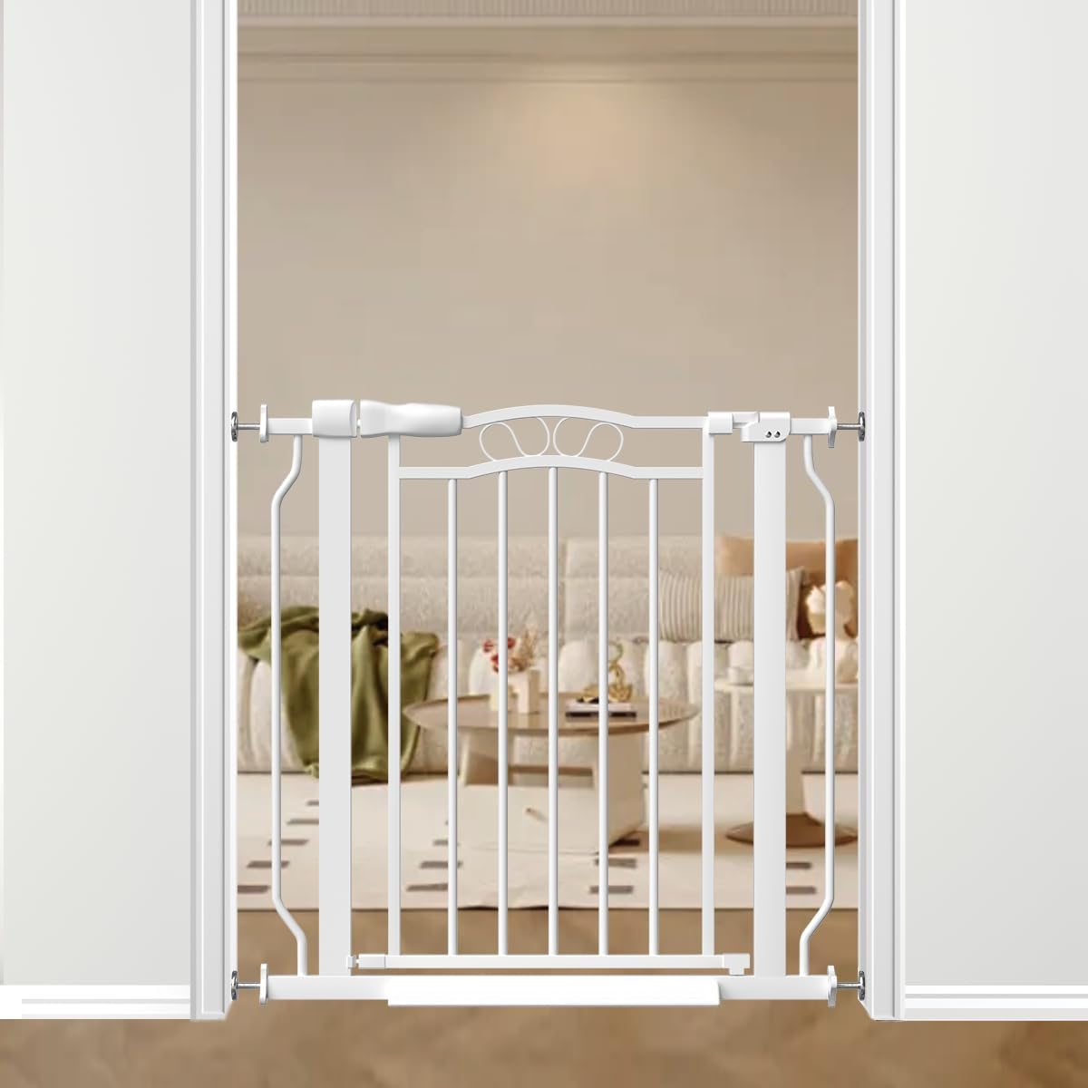 62.5"-71.6" Extra Wide Baby Gate & Dog Gate,Pressure Mounted No Drilling Pet Gate for Doorways & Large Openings, with Walk-Through, Auto-Close & Dual-Direction Swing, Black