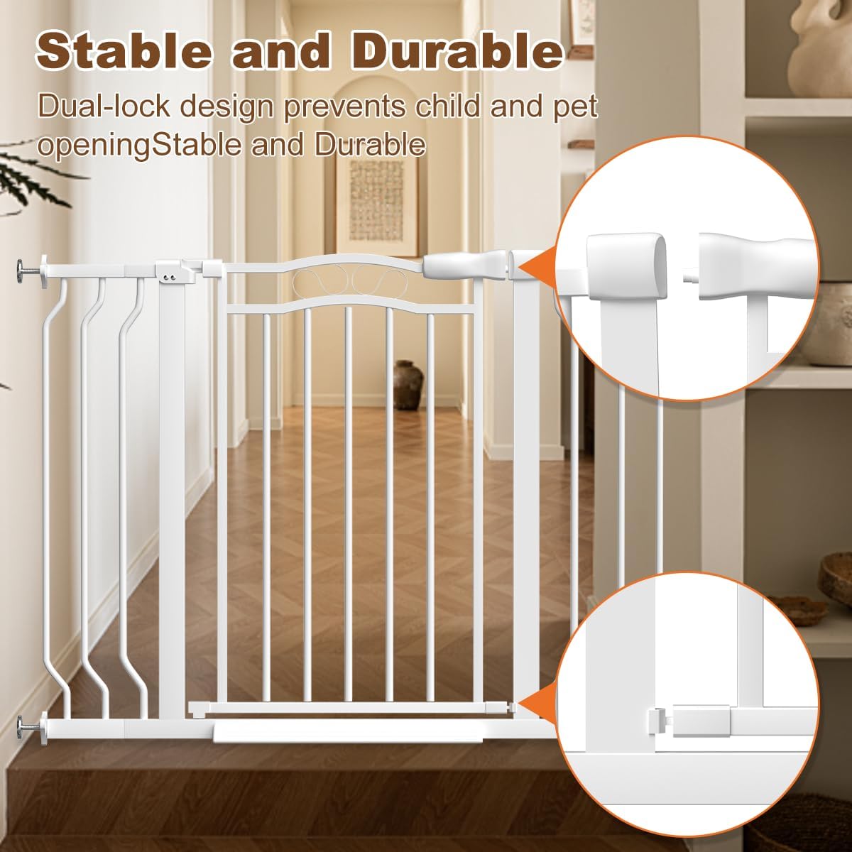 62.5"-71.6" Extra Wide Baby Gate & Dog Gate,Pressure Mounted No Drilling Pet Gate for Doorways & Large Openings, with Walk-Through, Auto-Close & Dual-Direction Swing, Black