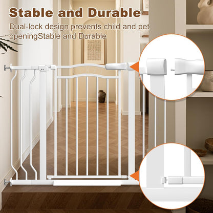 62.5"-71.6" Extra Wide Baby Gate & Dog Gate,Pressure Mounted No Drilling Pet Gate for Doorways & Large Openings, with Walk-Through, Auto-Close & Dual-Direction Swing, Black
